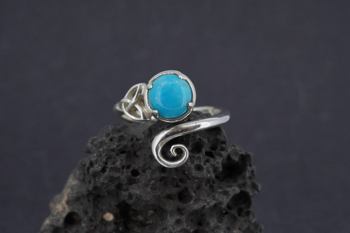 Turquoise Sterling Silver Round Celtic Ring