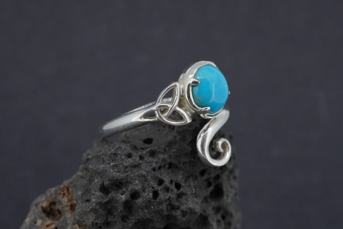 Turquoise Sterling Silver Round Celtic Ring