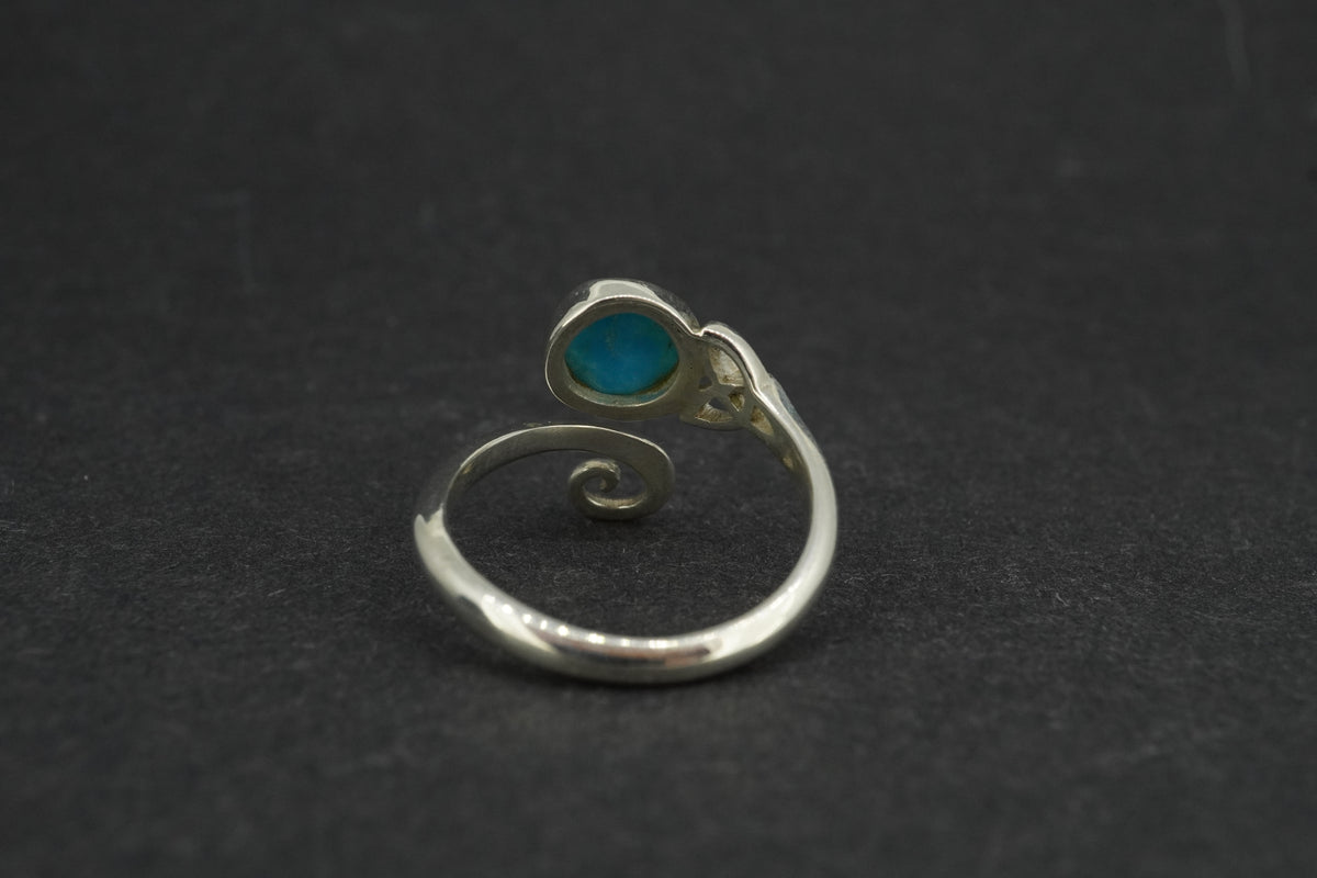 Turquoise Sterling Silver Round Celtic Ring