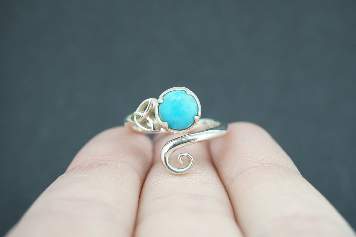 Turquoise Sterling Silver Round Celtic Ring