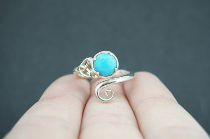 Turquoise Sterling Silver Round Celtic Ring