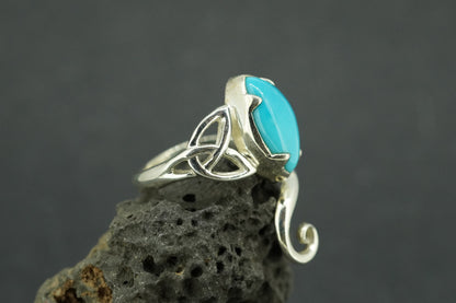 Turquoise Sterling Silver Sleeping Beauty Celtic Ring
