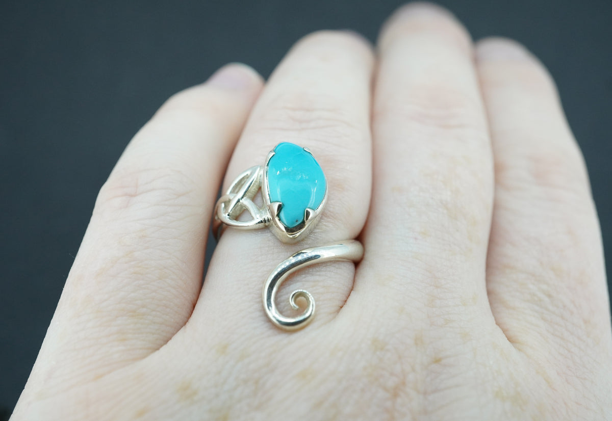 Turquoise Sterling Silver Sleeping Beauty Celtic Ring