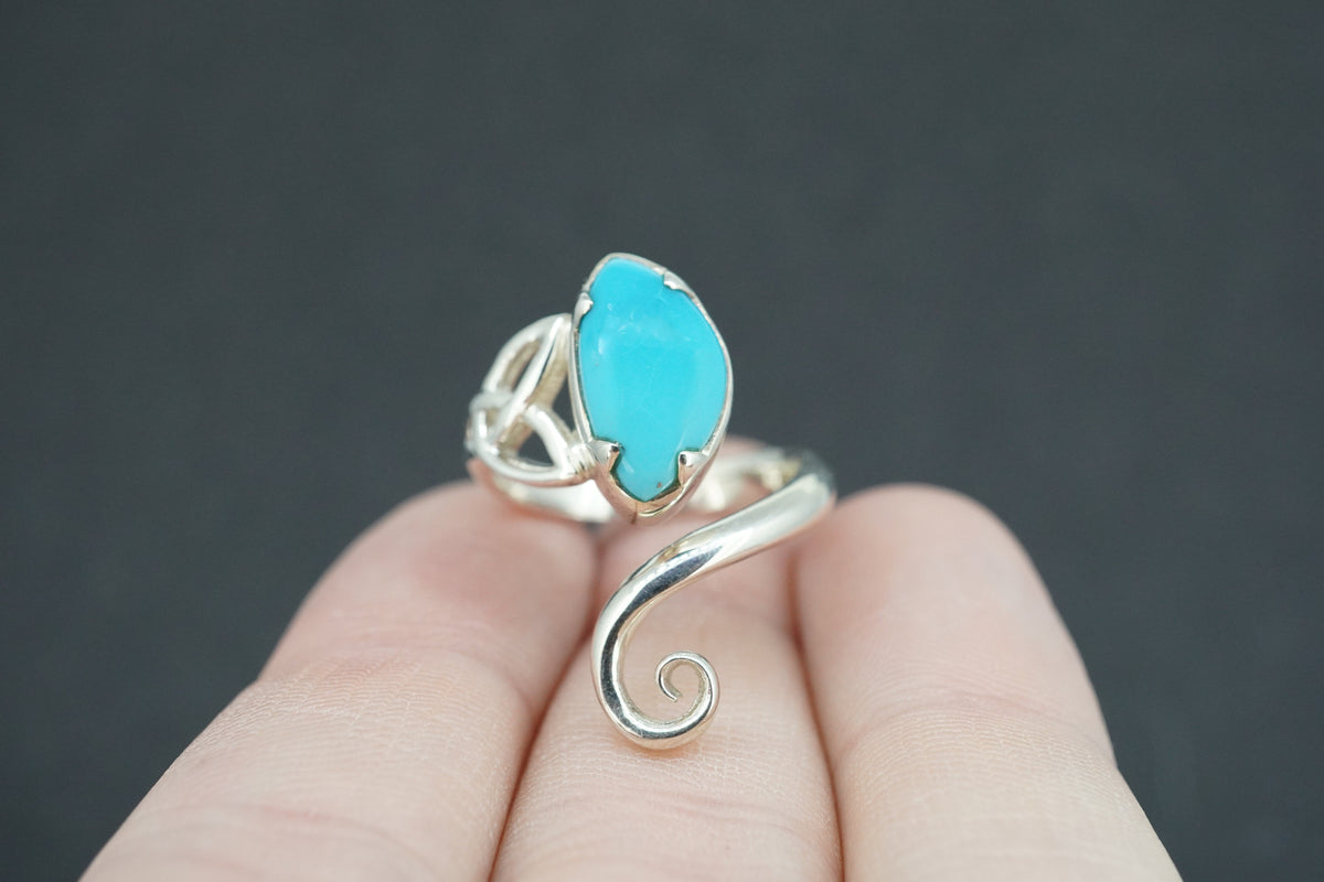 Turquoise Sterling Silver Sleeping Beauty Celtic Ring