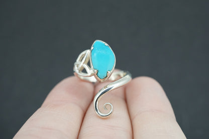 Turquoise Sterling Silver Sleeping Beauty Celtic Ring