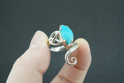 Turquoise Sterling Silver Sleeping Beauty Celtic Ring