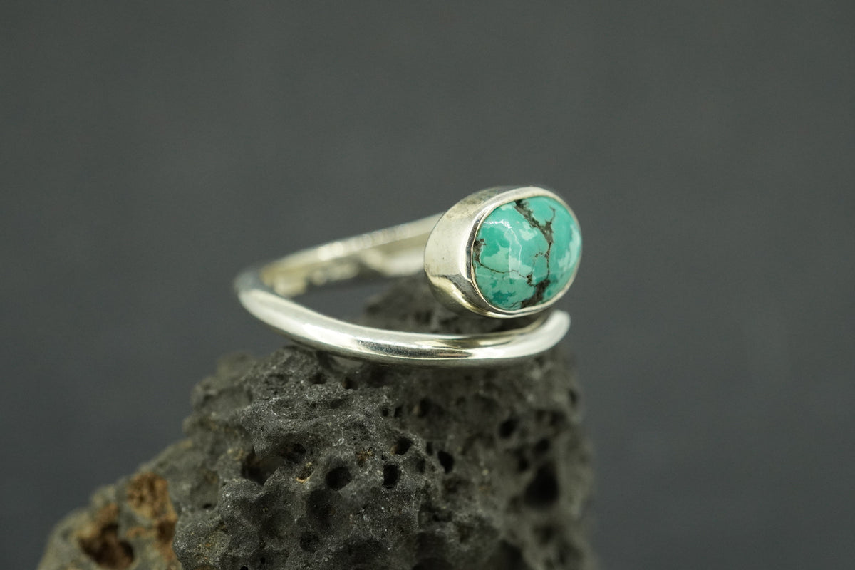 Asian Turquoise Sterling Silver Snake Ring