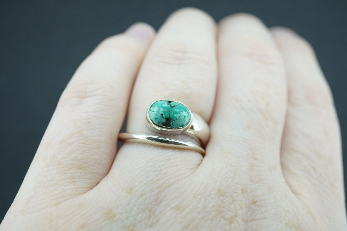 Asian Turquoise Sterling Silver Snake Ring