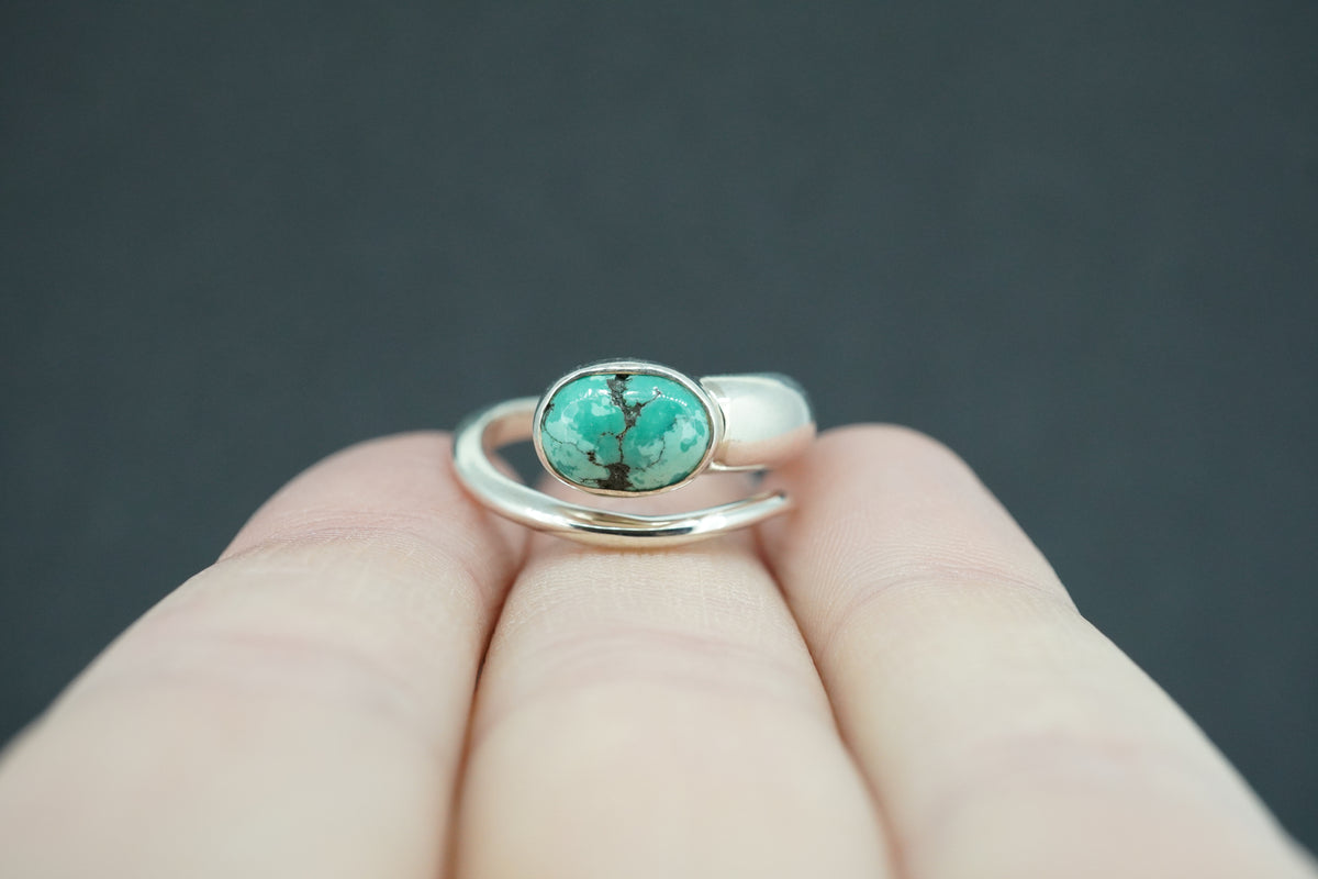 Asian Turquoise Sterling Silver Snake Ring