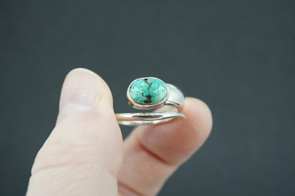 Asian Turquoise Sterling Silver Snake Ring