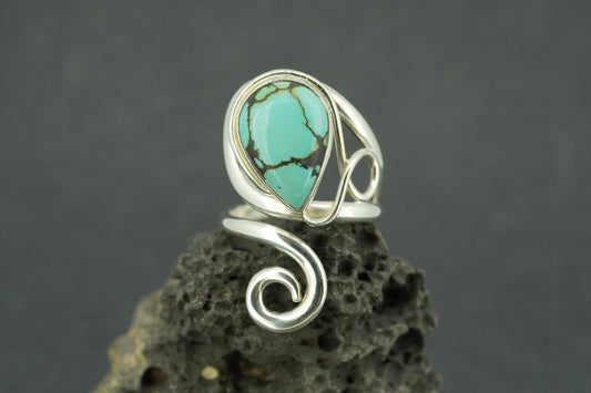 Asian Turquoise Sterling Silver Swirl Ring