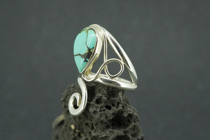 Asian Turquoise Sterling Silver Swirl Ring