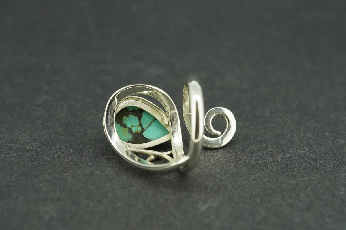 Asian Turquoise Sterling Silver Swirl Ring