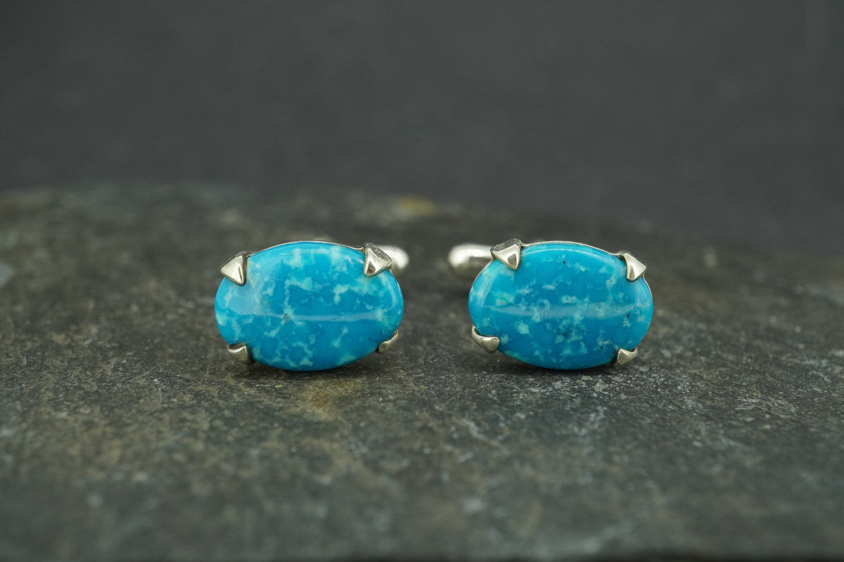 Kingman Turquoise Sterling Silver Cufflinks