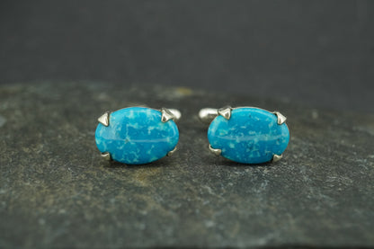 Kingman Turquoise Sterling Silver Cufflinks