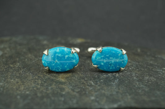 Kingman Turquoise Sterling Silver Cufflinks
