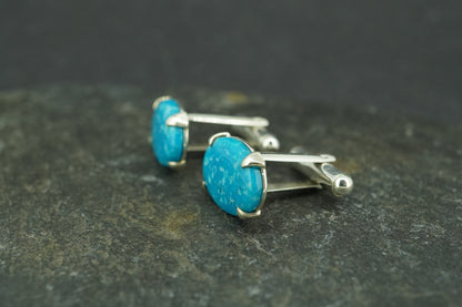 Kingman Turquoise Sterling Silver Cufflinks