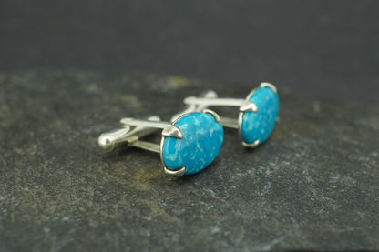 Kingman Turquoise Sterling Silver Cufflinks