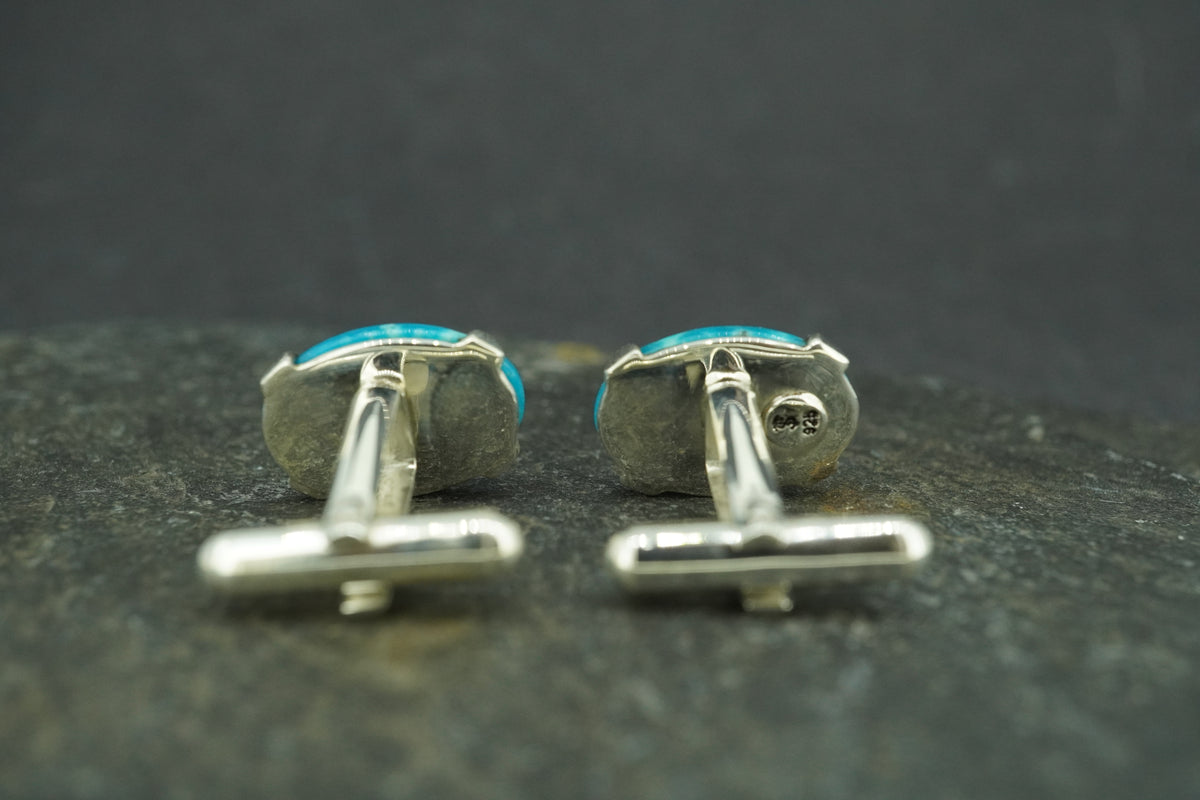 Kingman Turquoise Sterling Silver Cufflinks