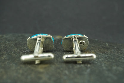 Kingman Turquoise Sterling Silver Cufflinks