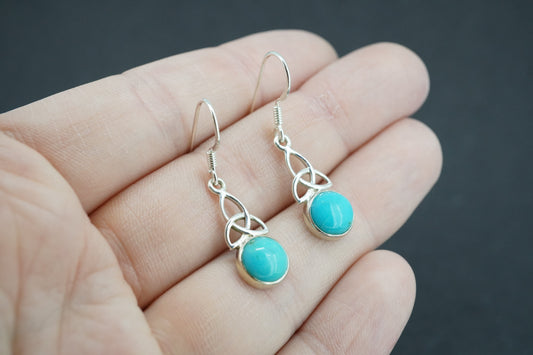 Turquoise Sterling Silver Celtic Earrings