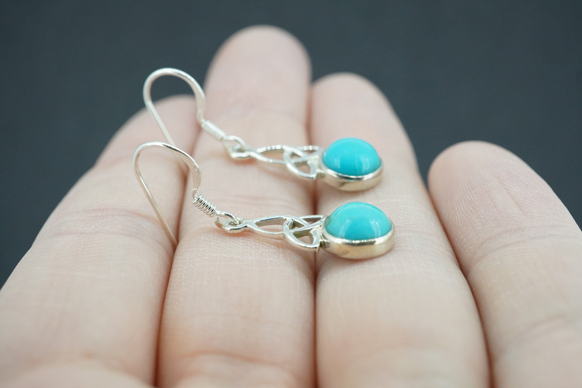 Turquoise Sterling Silver Celtic Earrings