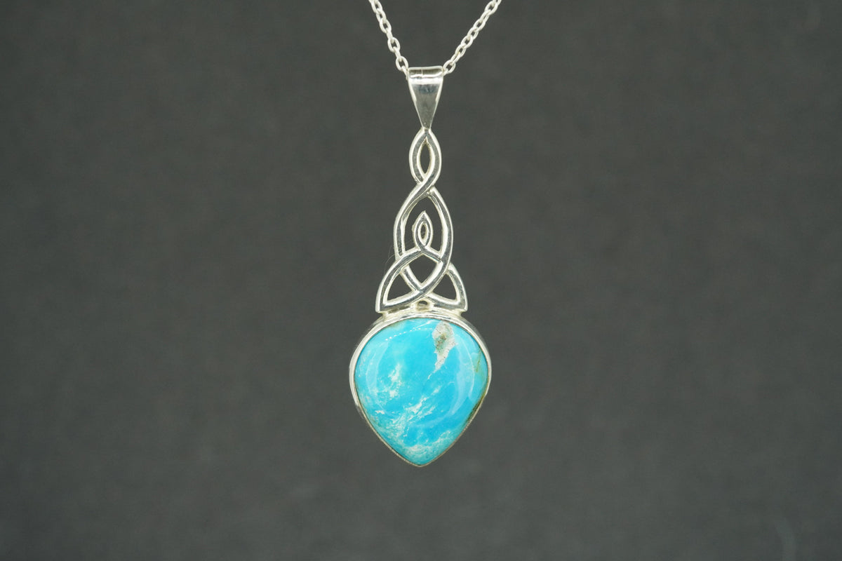 Turquoise Sterling Silver Celtic Long Pendant