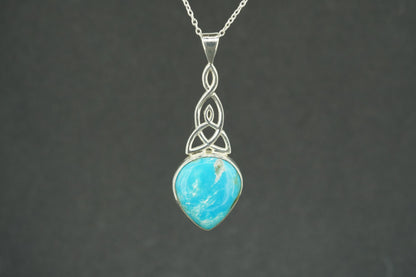 Turquoise Sterling Silver Celtic Long Pendant