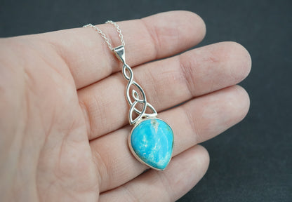 Turquoise Sterling Silver Celtic Long Pendant