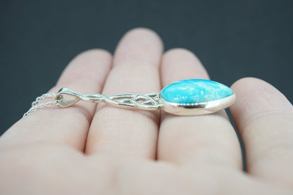 Turquoise Sterling Silver Celtic Long Pendant
