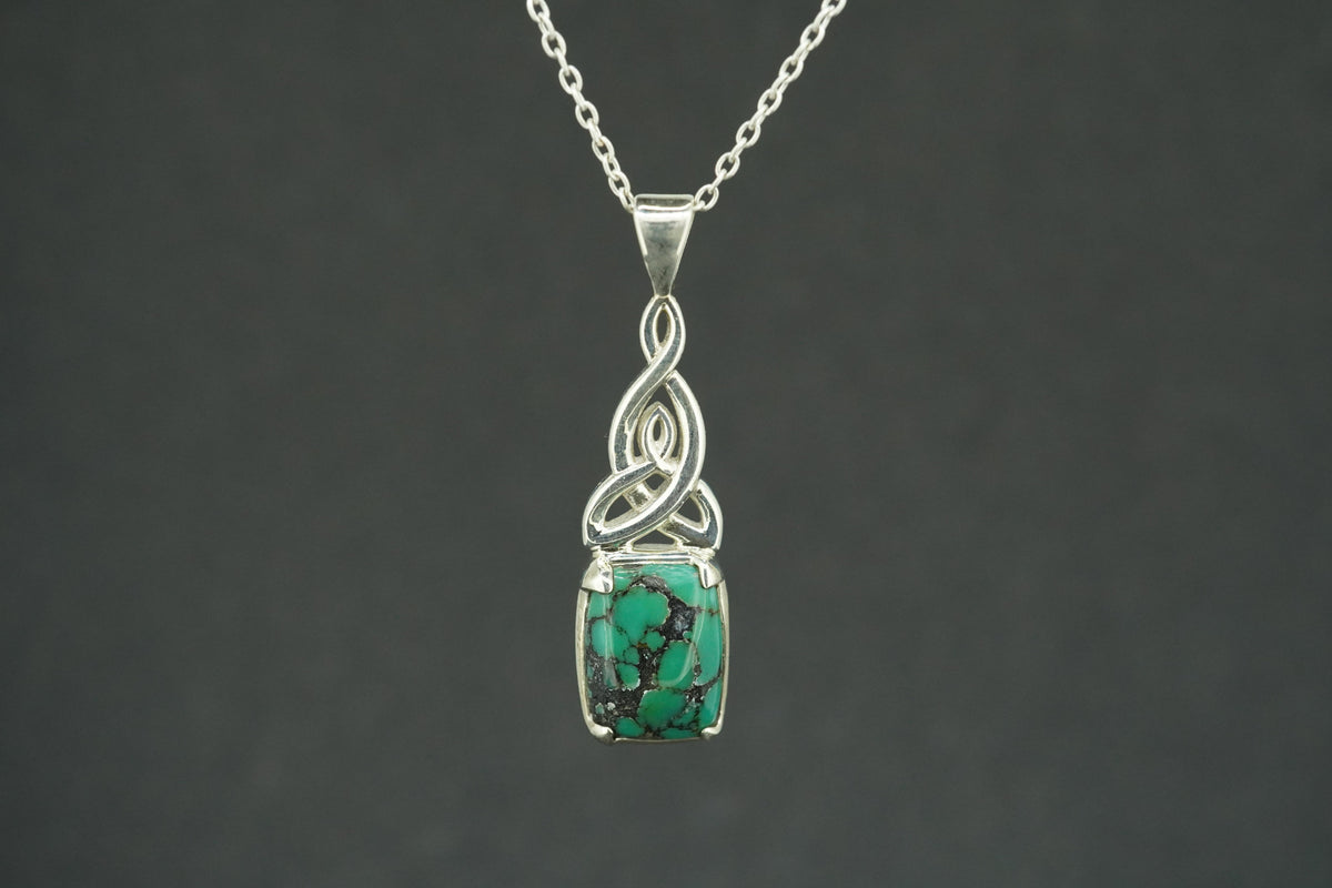 Asian Turquoise Sterling Silver Celtic Pendant