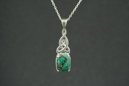 Asian Turquoise Sterling Silver Celtic Pendant