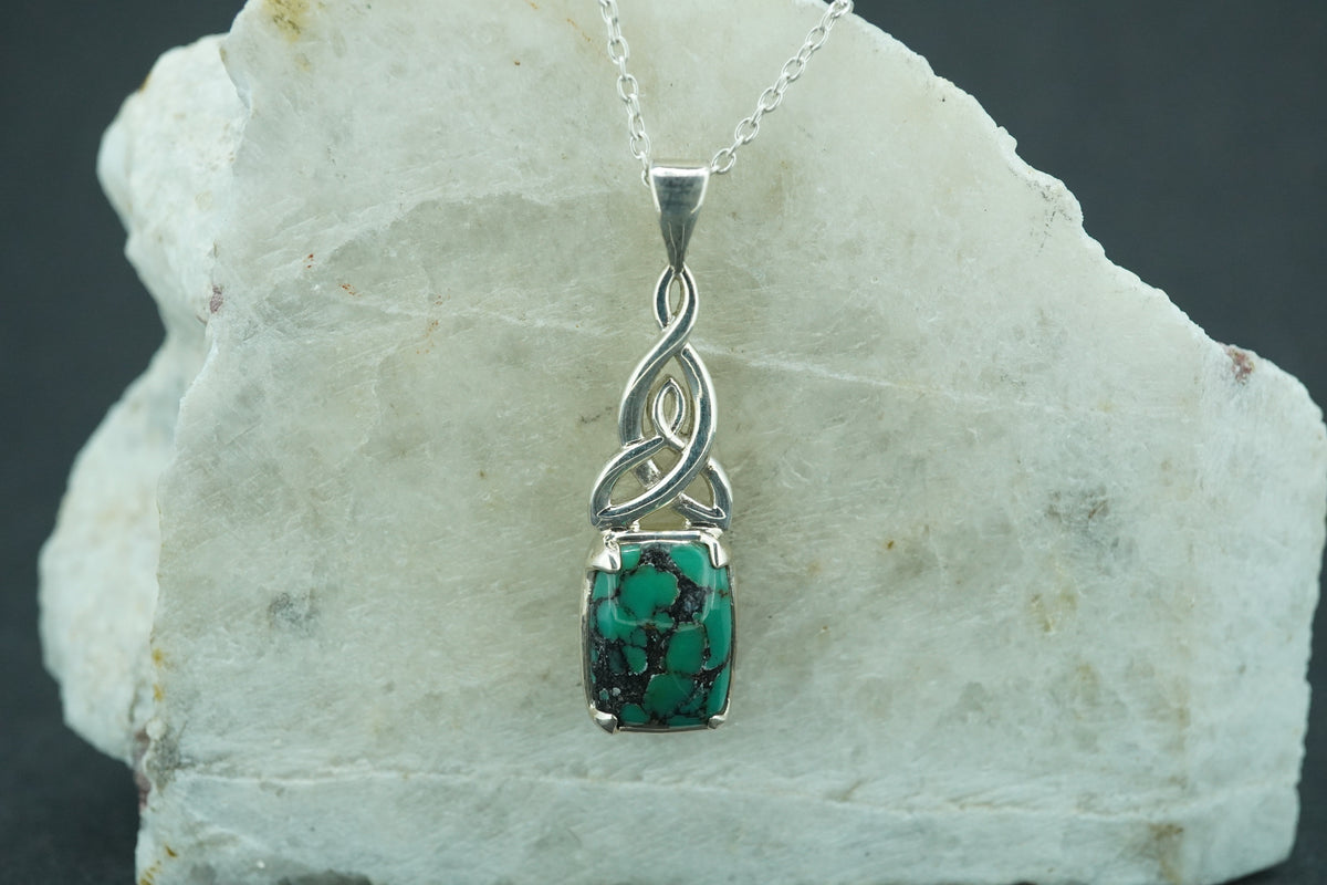 Asian Turquoise Sterling Silver Celtic Pendant