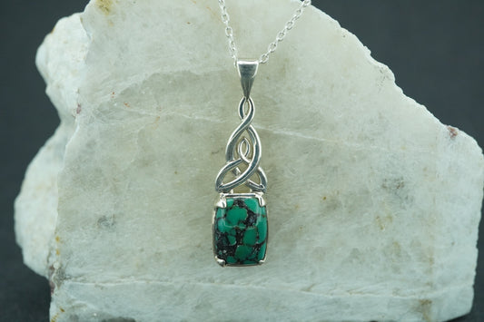 Asian Turquoise Sterling Silver Celtic Pendant