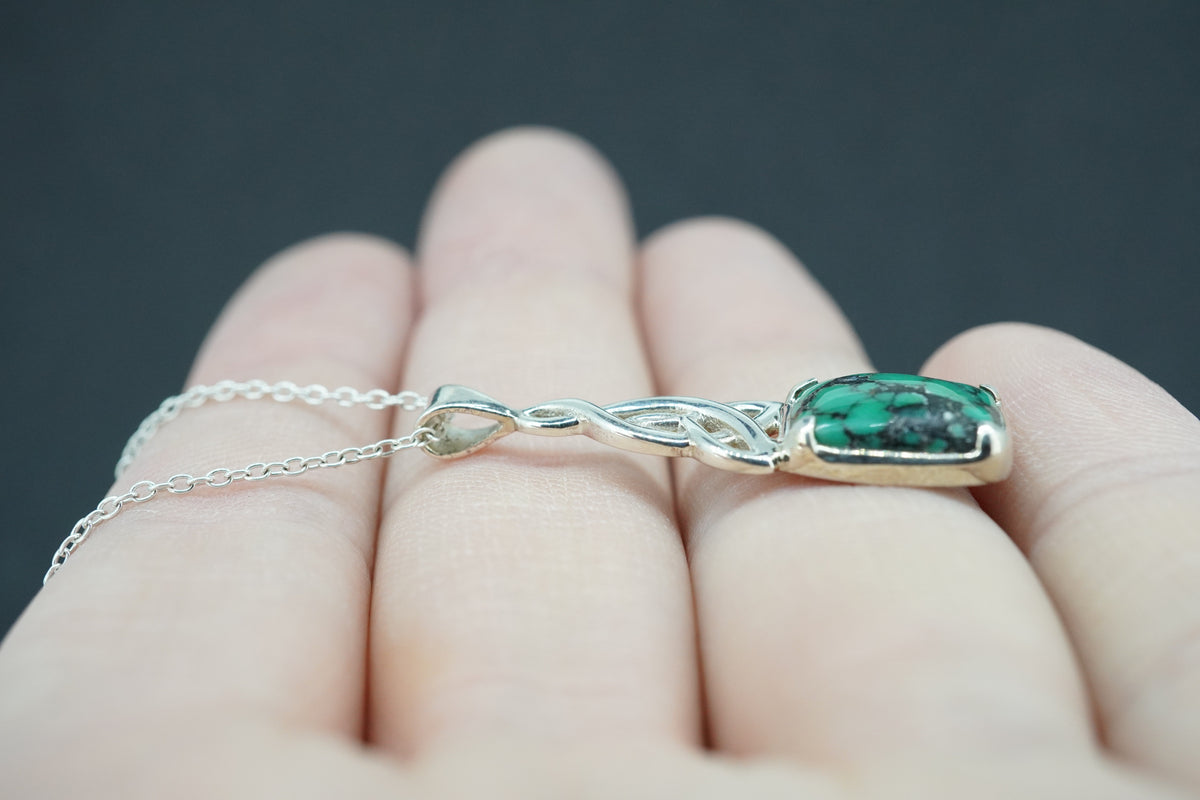 Asian Turquoise Sterling Silver Celtic Pendant