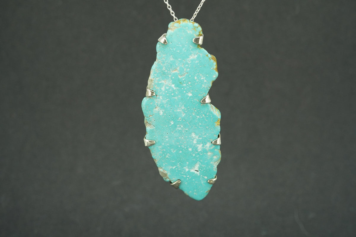 Mongolian Turquoise Sterling Silver Large Pendant