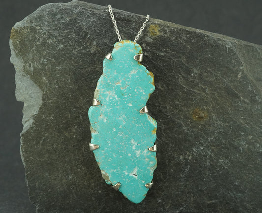 Mongolian Turquoise Sterling Silver Large Pendant