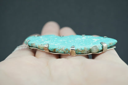 Mongolian Turquoise Sterling Silver Large Pendant