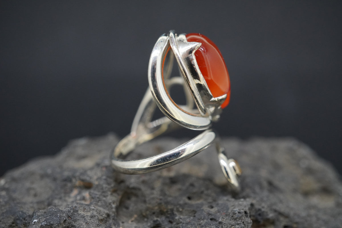 Scottish Carnelian and Citrine Sterling Silver Celtic Ring