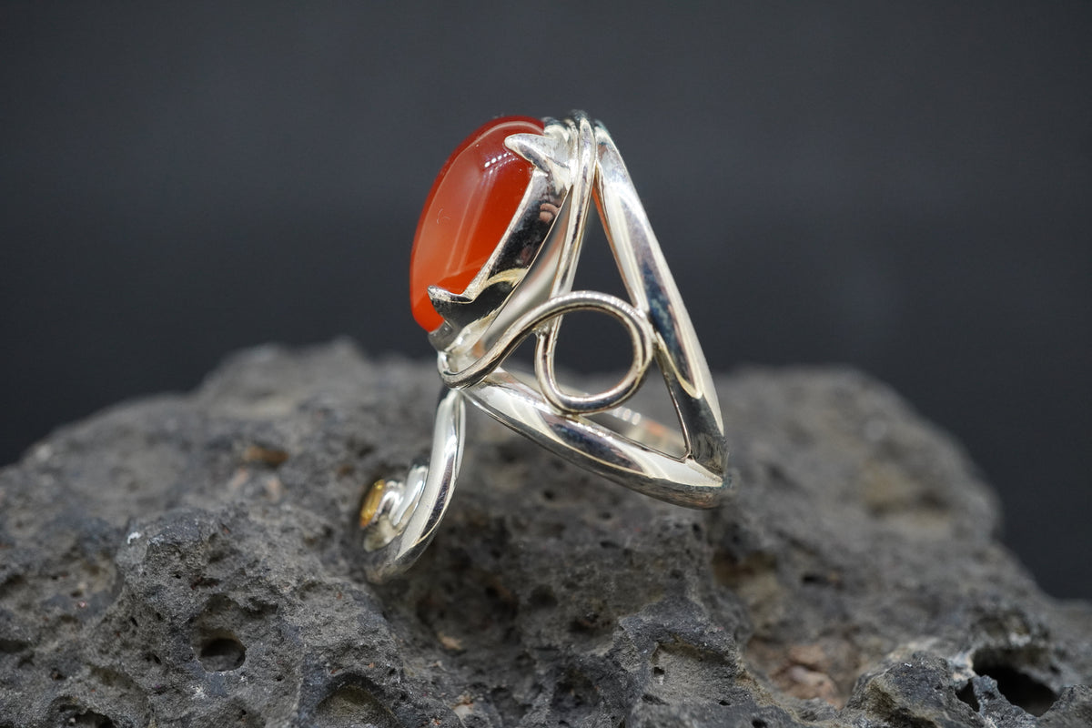 Scottish Carnelian and Citrine Sterling Silver Celtic Ring
