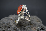 Scottish Carnelian and Citrine Sterling Silver Celtic Ring