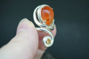 Scottish Carnelian and Citrine Sterling Silver Celtic Ring