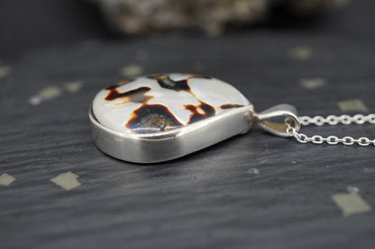 Brown Turbo Shell Sterling Silver Drop Pendant