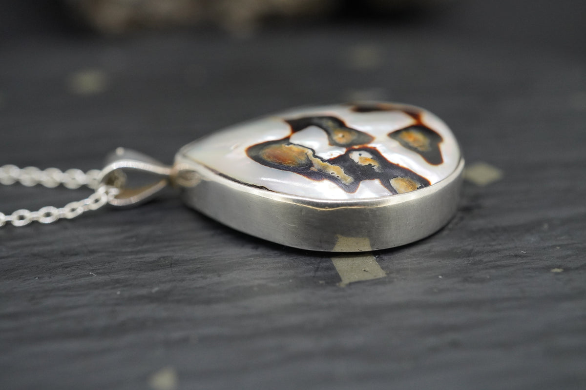 Brown Turbo Shell Sterling Silver Pendant