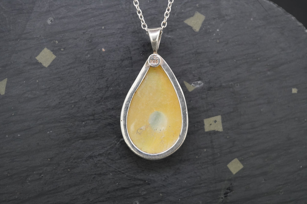 White Turbo Shell Sterling Silver Pendant