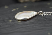 White Turbo Shell Sterling Silver Pendant