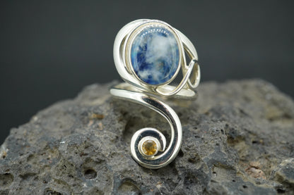 Moonstone & Citrine Sterling Silver Swirl Ring