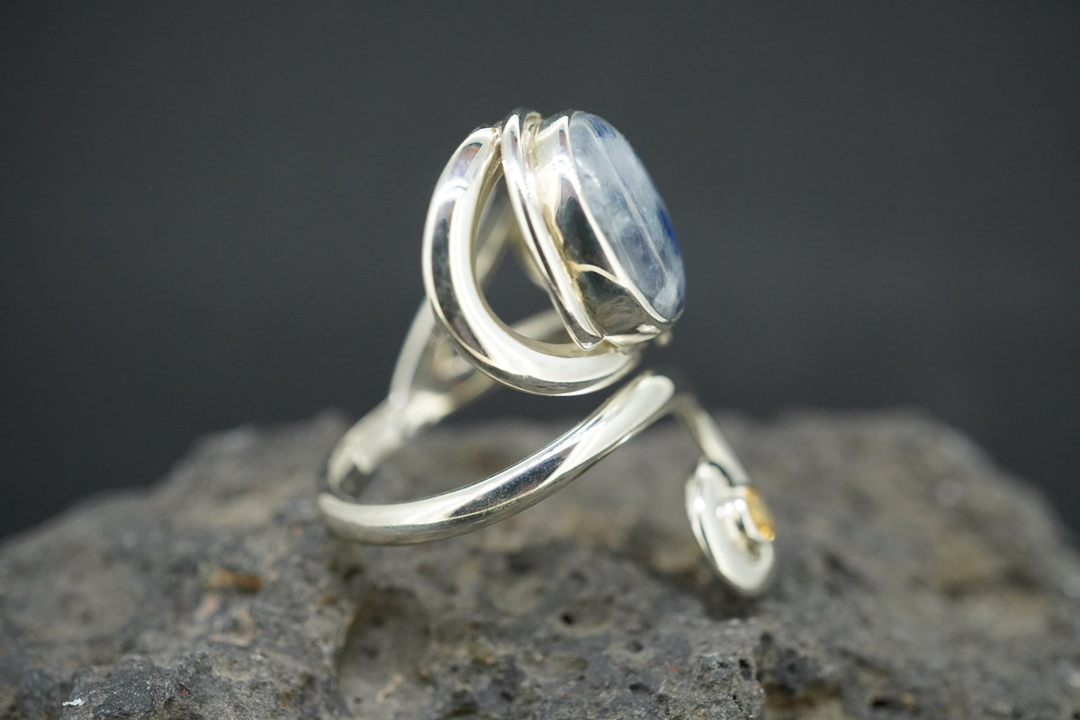 Moonstone & Citrine Sterling Silver Celtic Wrap Ring