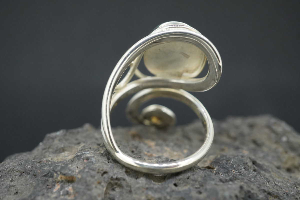 Moonstone & Citrine Sterling Silver Celtic Wrap Ring