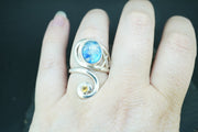 Moonstone & Citrine Sterling Silver Celtic Wrap Ring